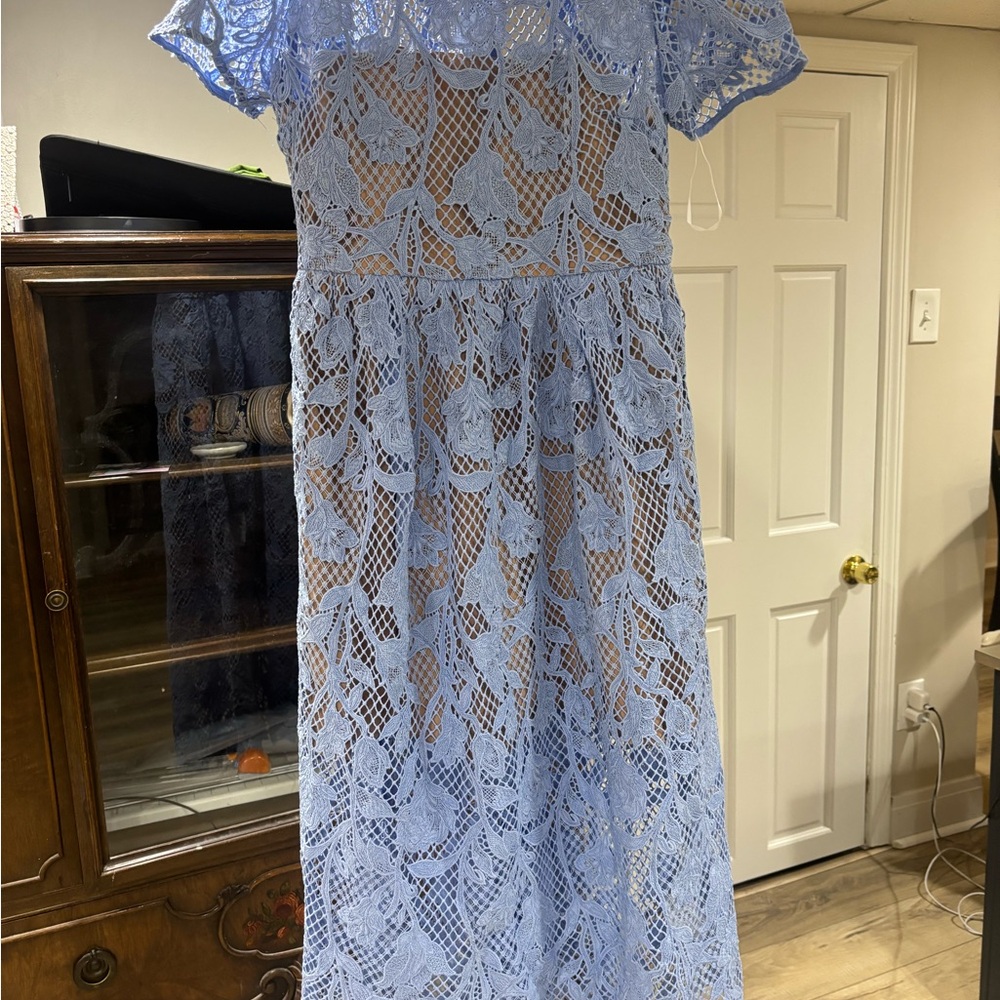 Elegant Blue Lace Dress